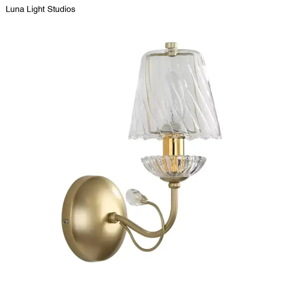 Gold Crystal Industrial Glow Wall Sconce