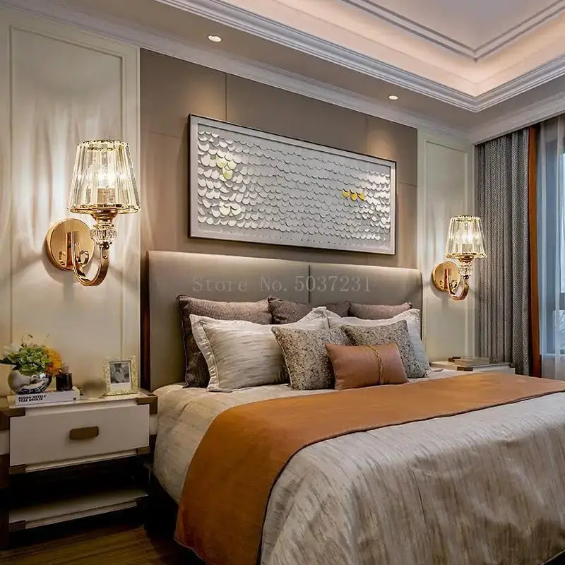 Gold Crystal Bedroom Wall Lamp