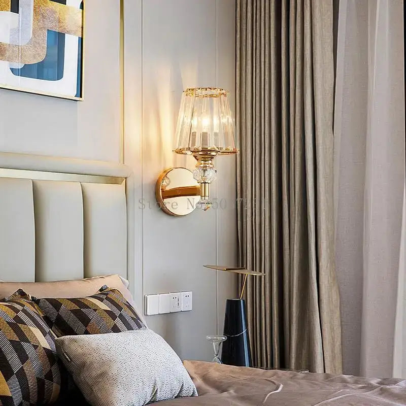 Gold Crystal Bedroom Wall Lamp