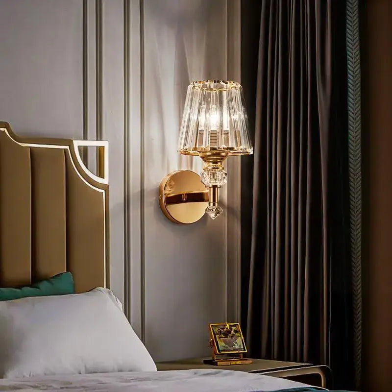 Gold Crystal Bedroom Wall Lamp