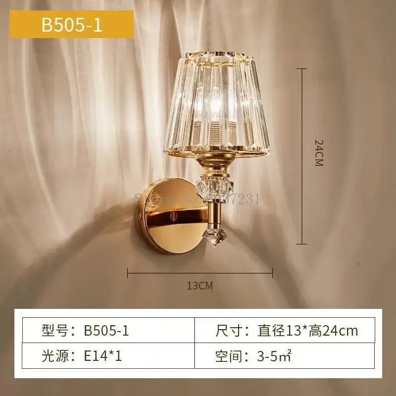 Gold Crystal Bedroom Wall Lamp