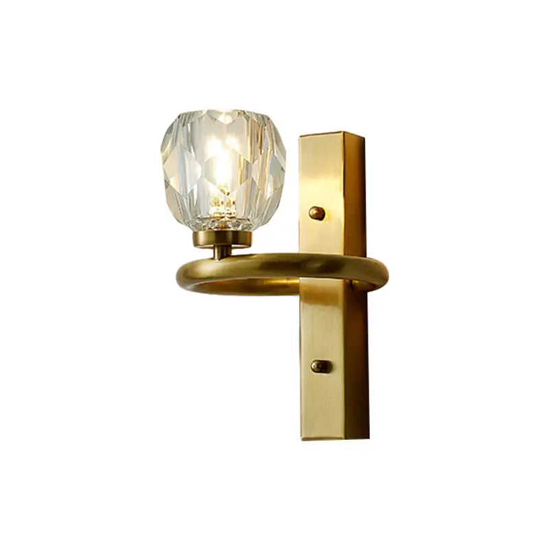 Gold Crystal Sphere Hallway Sconce