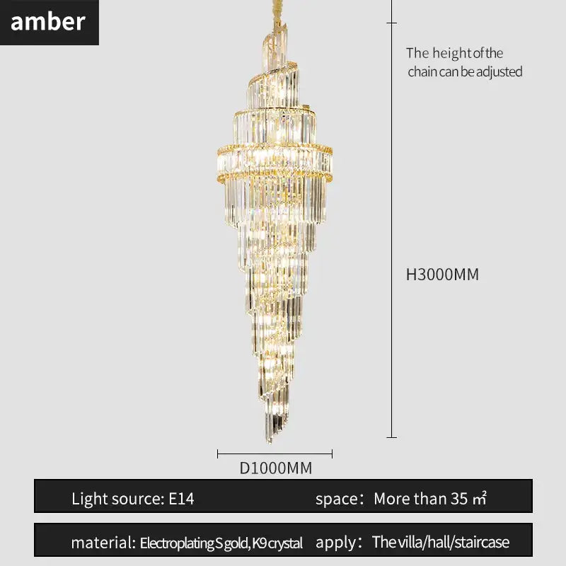 Gold Crystal Hollow Chandelier