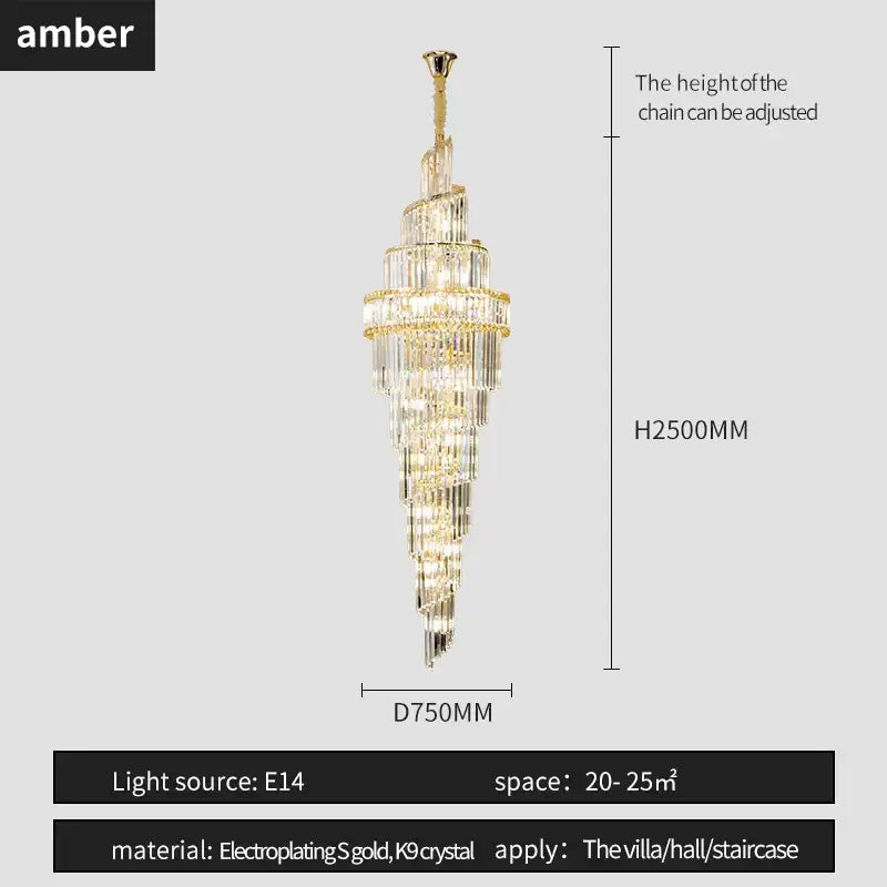 Gold Crystal Hollow Chandelier