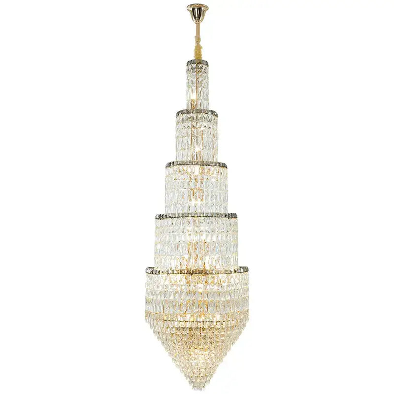 Gold Crystal Long Chandelier