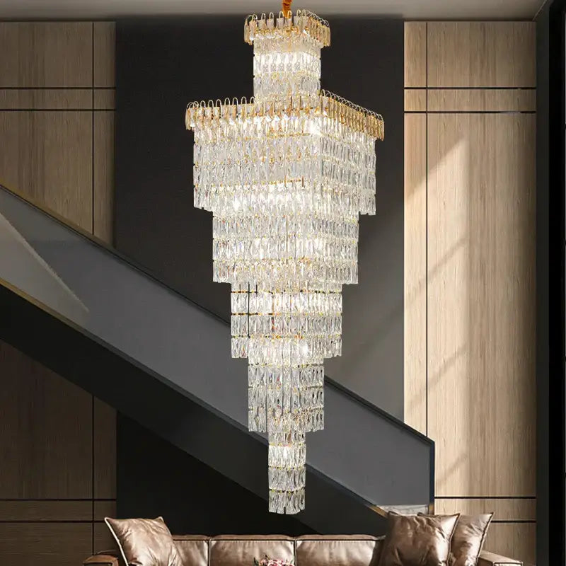 Gold Crystal Stair Chandelier Up To 400cm