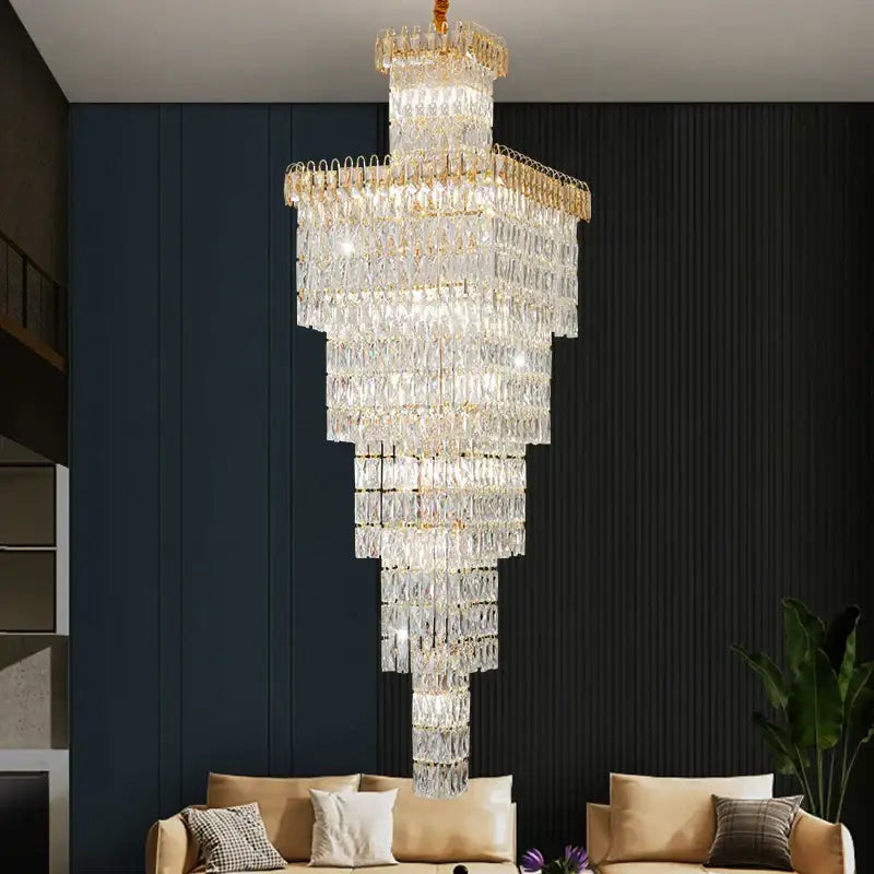 Gold Crystal Stair Chandelier Up To 400cm