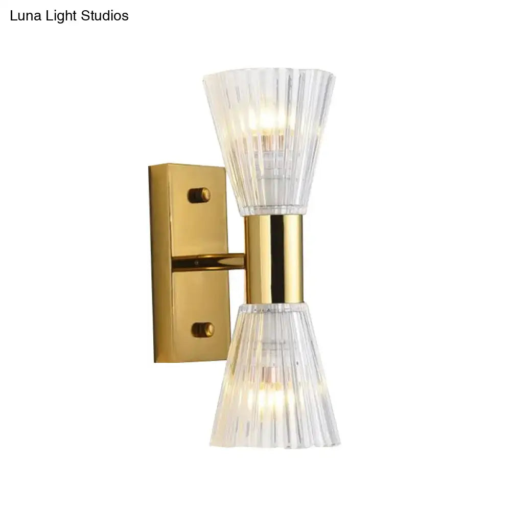 Gold Crystal Hourglass Wall Sconce Dual-Light