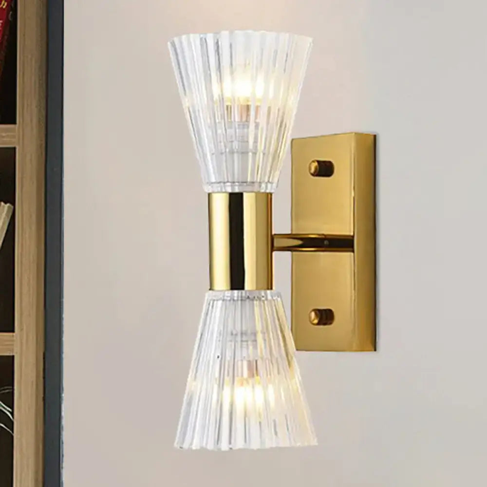 Gold Crystal Hourglass Wall Sconce Dual-Light