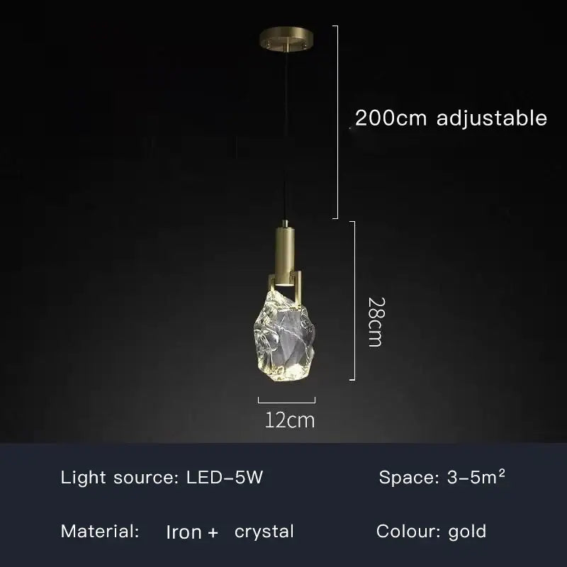 Gold Crystal Bedside Pendant