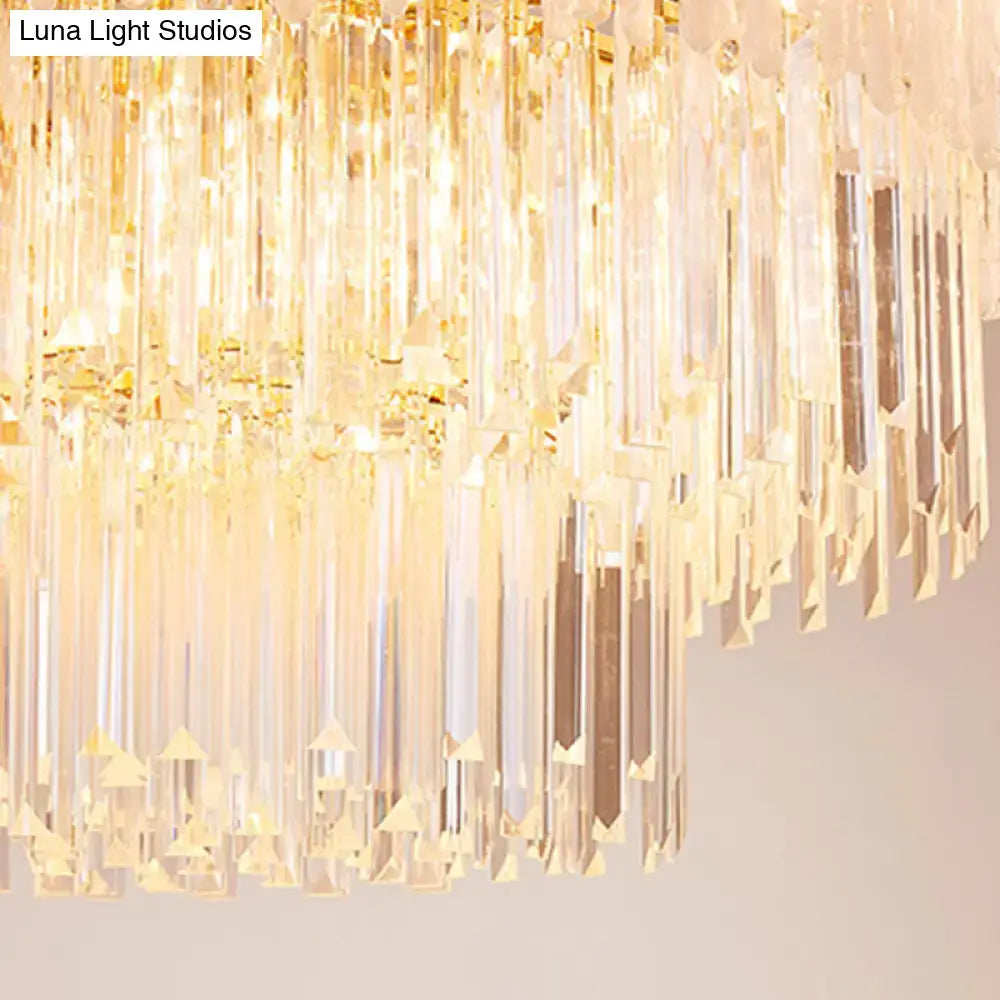 Gold Rectangle Crystal Chandelier