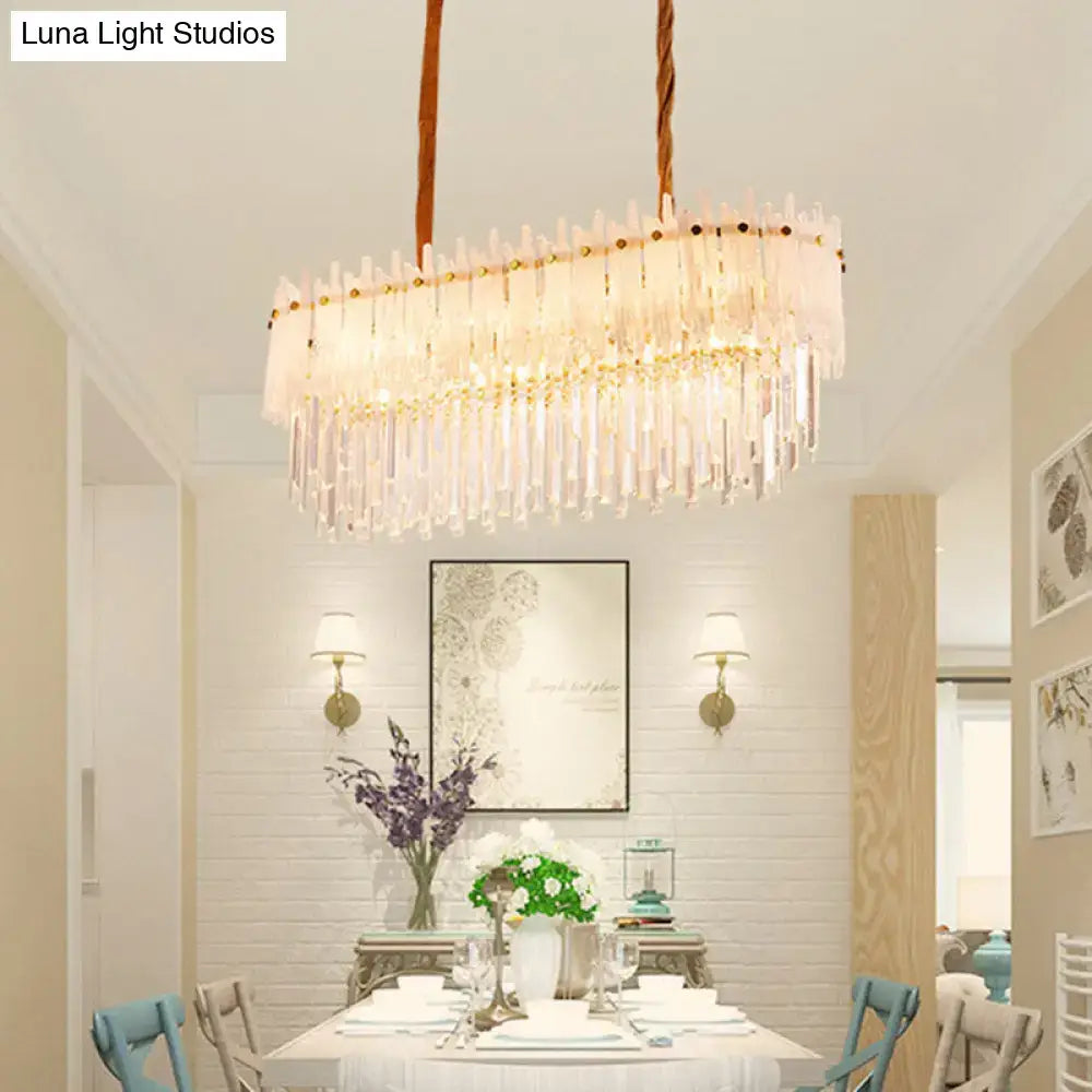Gold Rectangle Crystal Chandelier