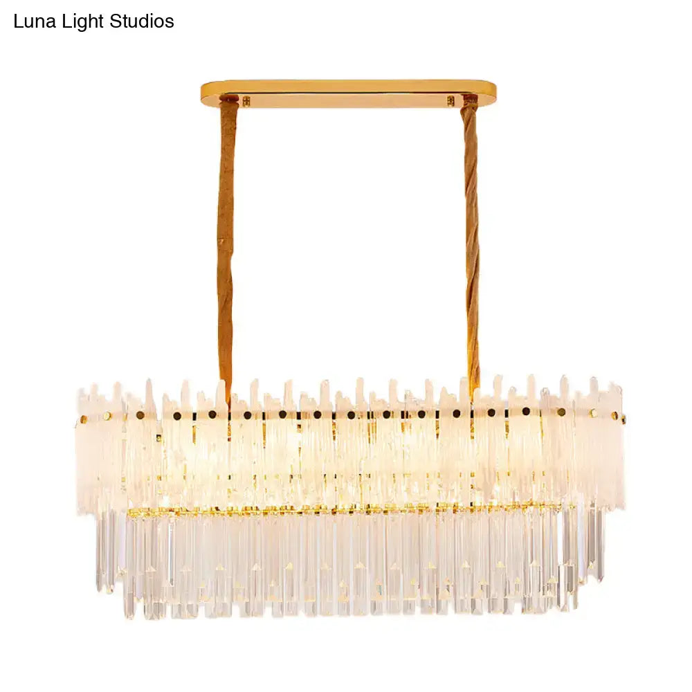 Gold Rectangle Crystal Chandelier