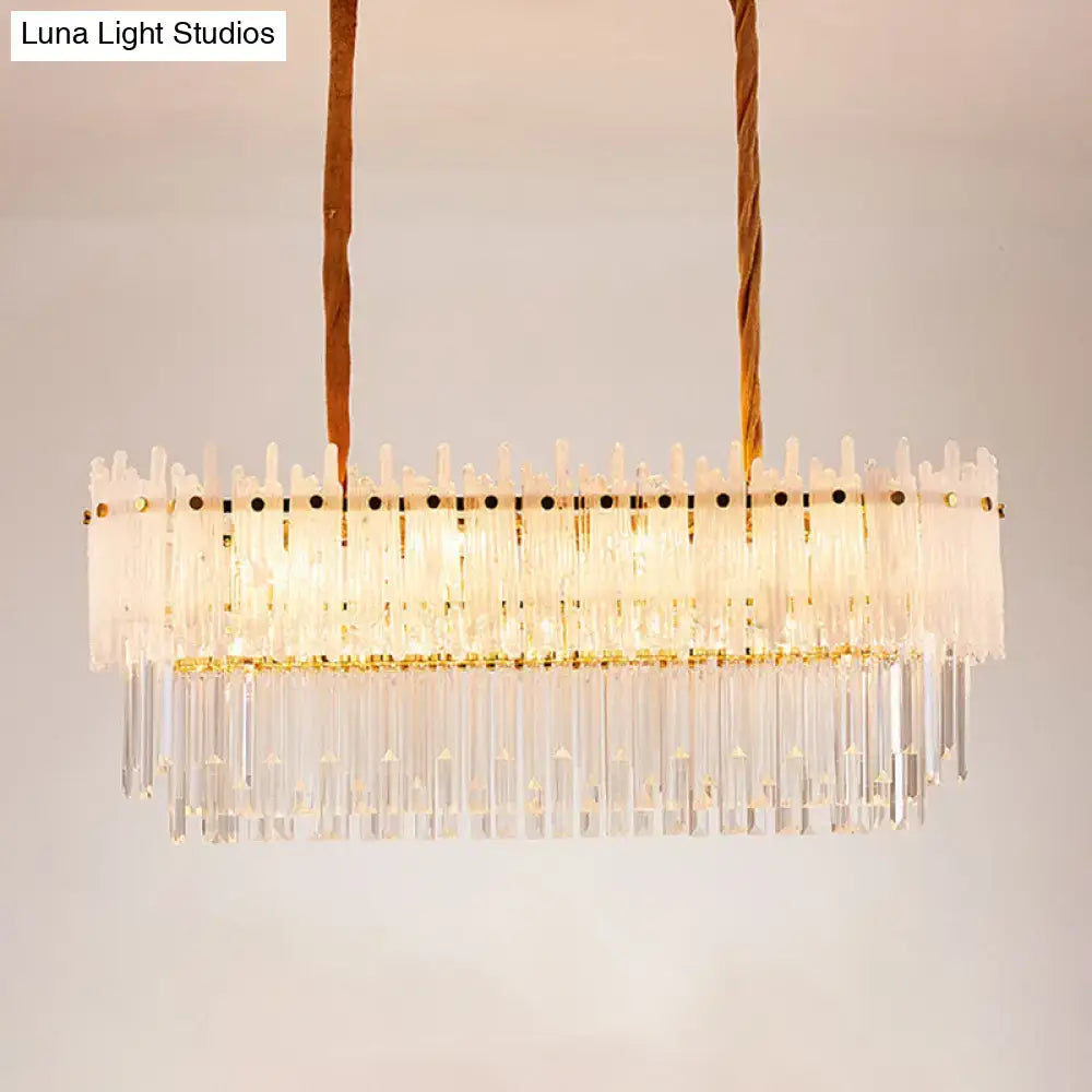 Gold Rectangle Crystal Chandelier
