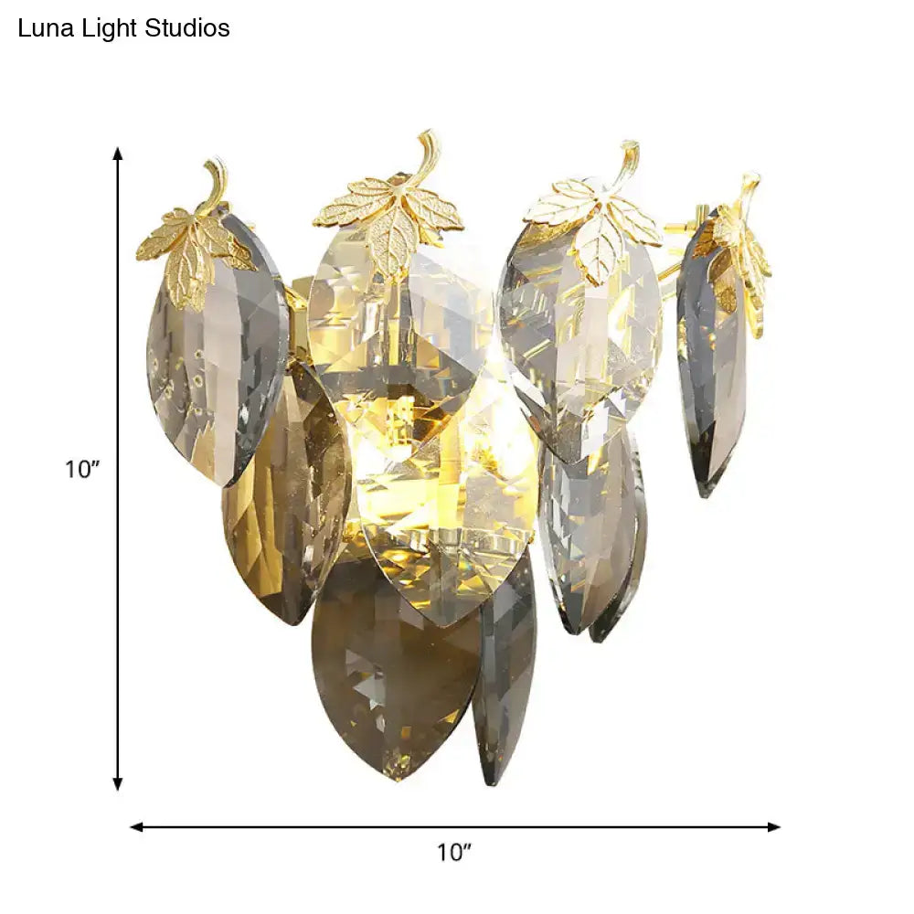 Gold Crystal Compact Study Wall Lamp
