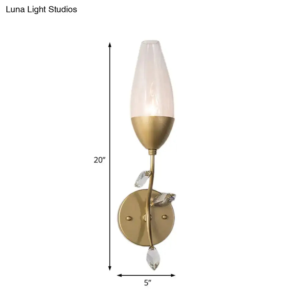 Gold Crystal Bedroom Sconce Leaf Design 1-2 Light