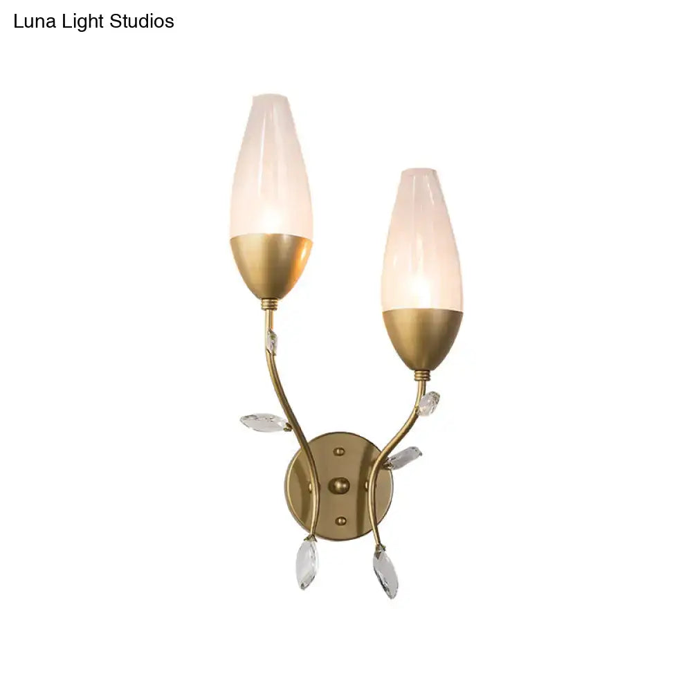 Gold Crystal Bedroom Sconce Leaf Design 1-2 Light
