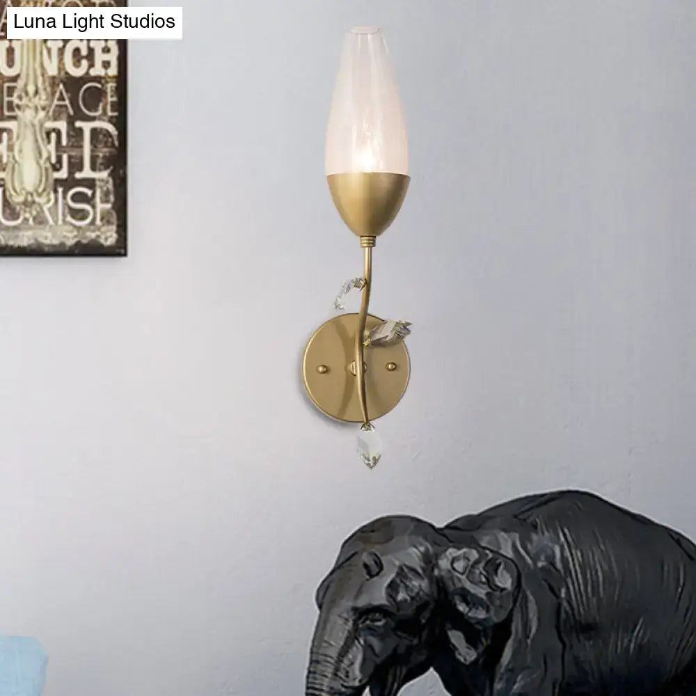Gold Crystal Bedroom Sconce Leaf Design 1-2 Light