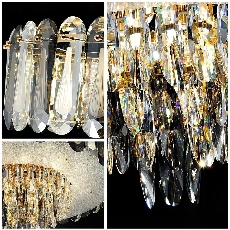 Gold Crystal Dining Pendant Adjustable Glow