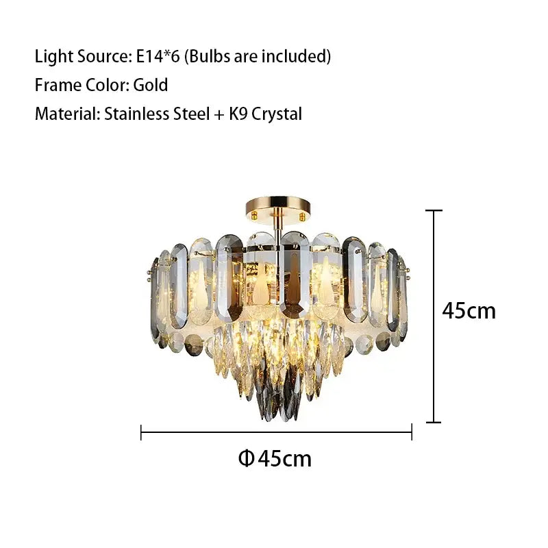 Gold Crystal Dining Pendant Adjustable Glow
