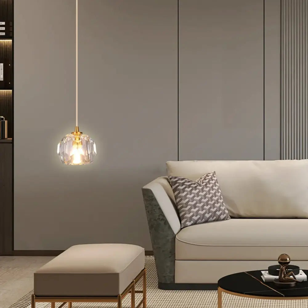 Gold Crystal Pendant Chandelier Dual Mount Style