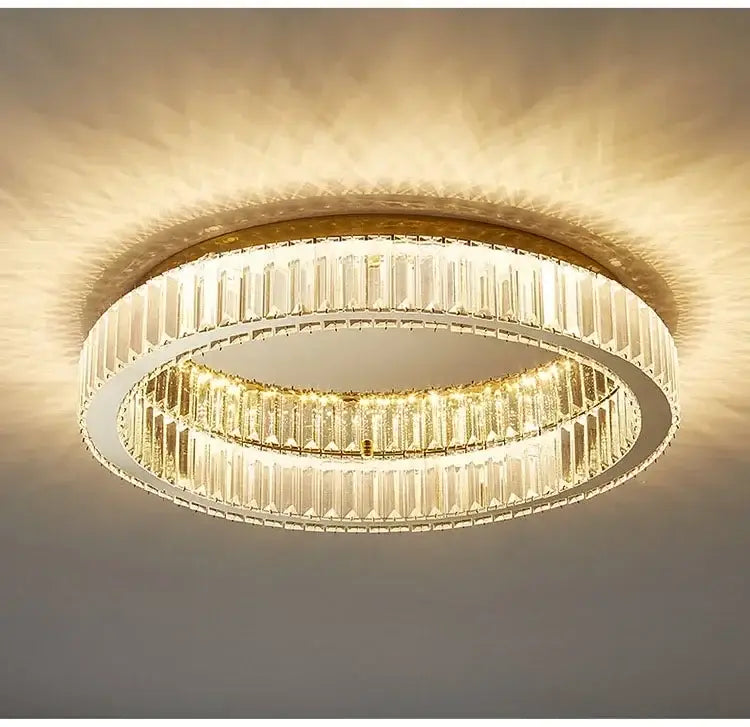 Gold Crystal Ceiling Chandelier Remote-Controlled