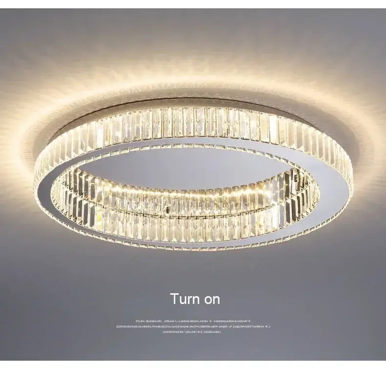 Gold Crystal Ceiling Chandelier Remote-Controlled