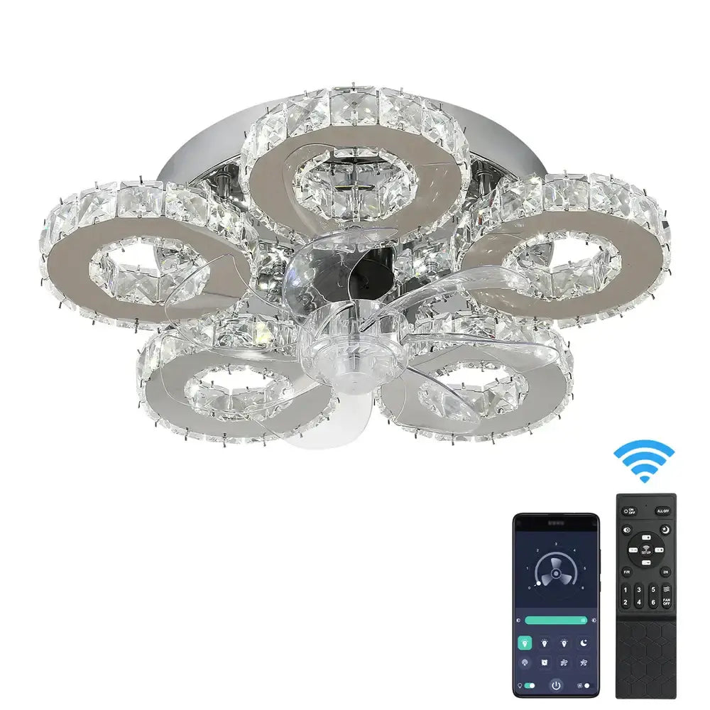 Gold Crystal Ceiling Fan With Integrated LED