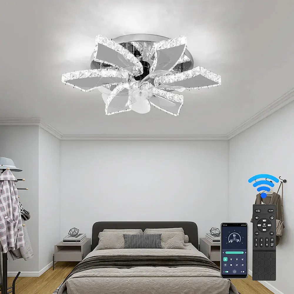 Gold Crystal Ceiling Fan With Integrated LED