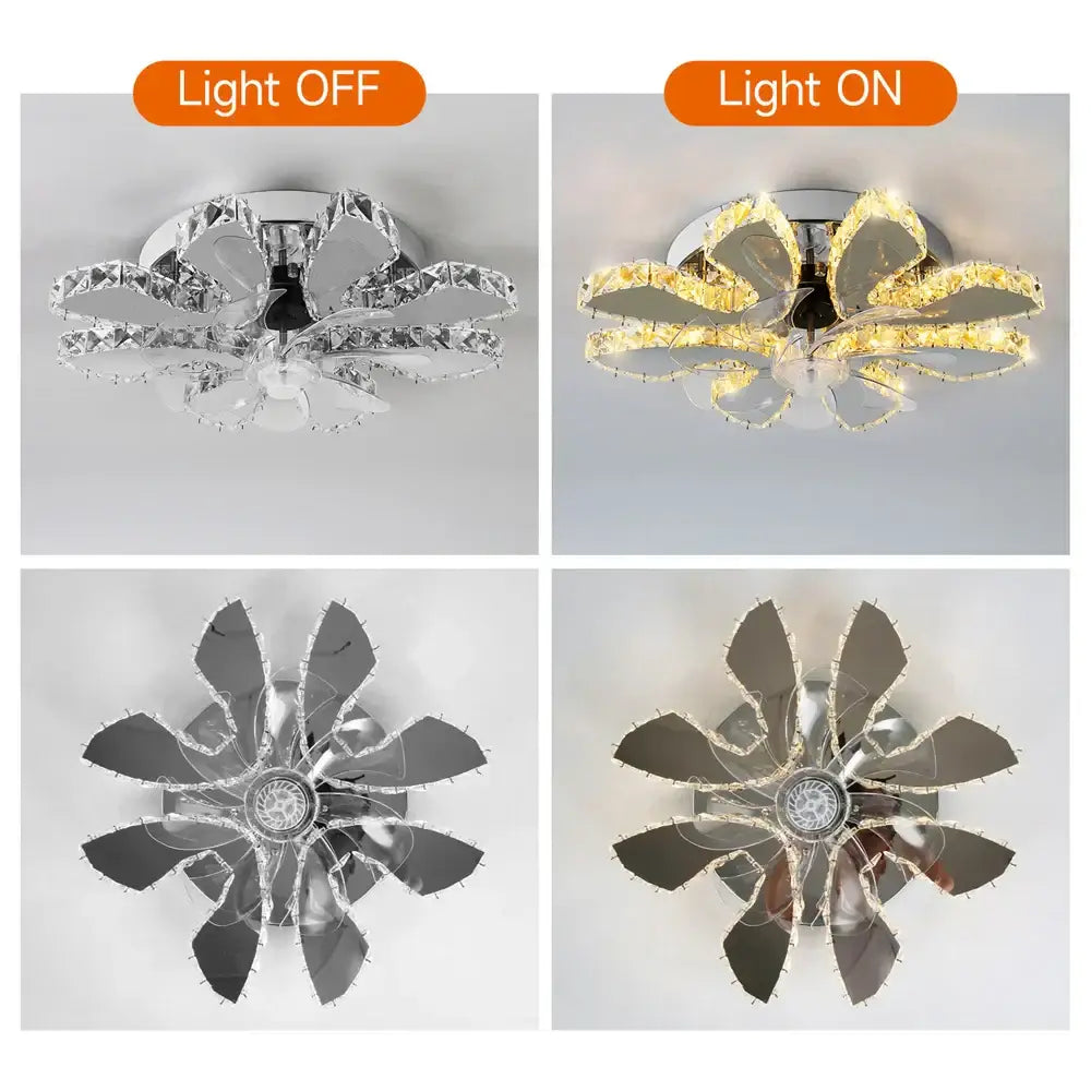 Gold Crystal Ceiling Fan With Integrated LED