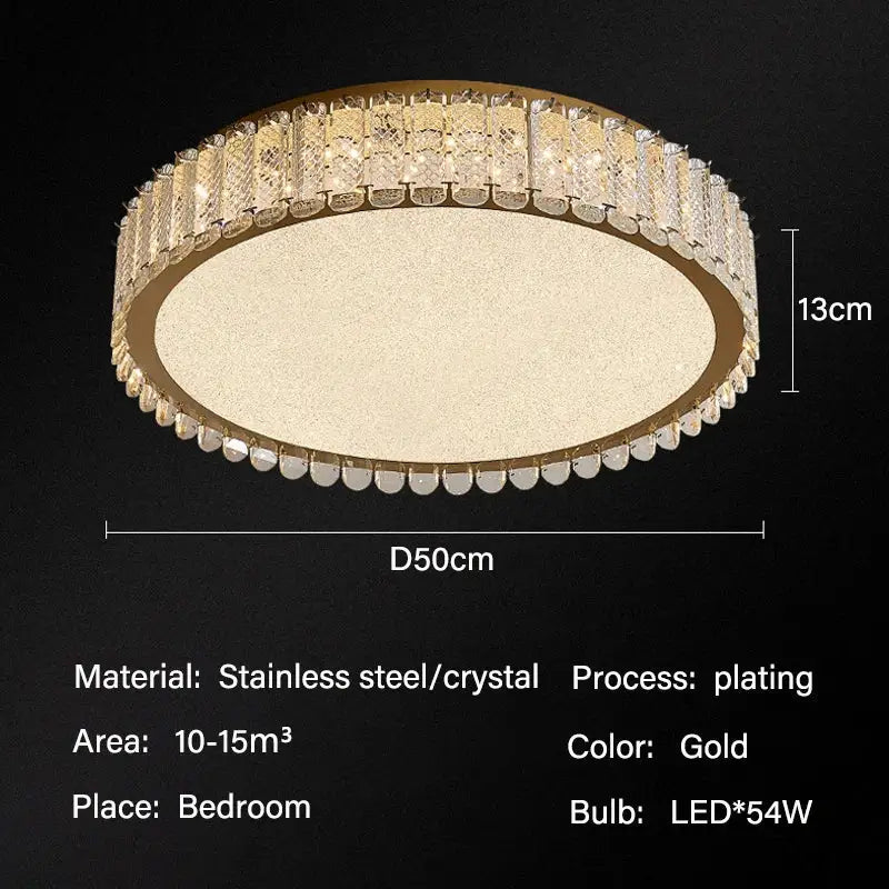 Gold Crystal Ceiling Light Adjustable Mood Lighting