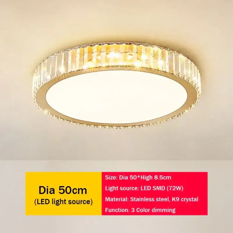 Gold Crystal Moon Ceiling Light