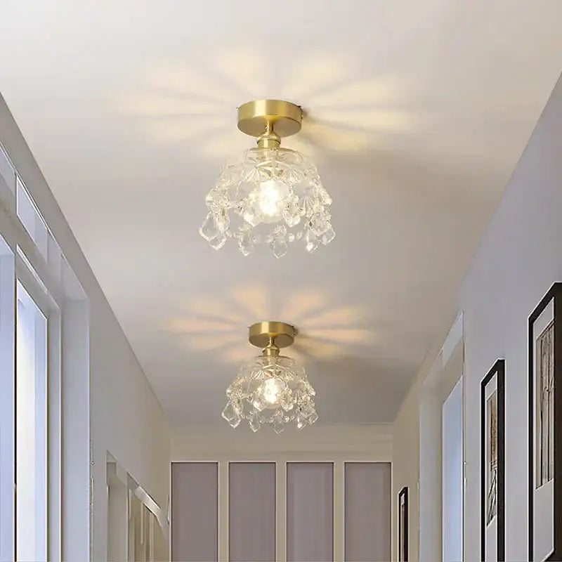 Gold Crystal Living Chandelier Clear Glass Option
