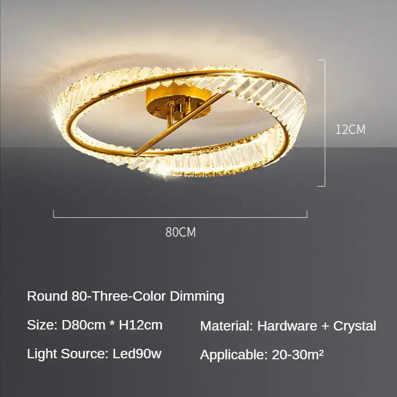 Gold Crystal LED 60cm Chandelier