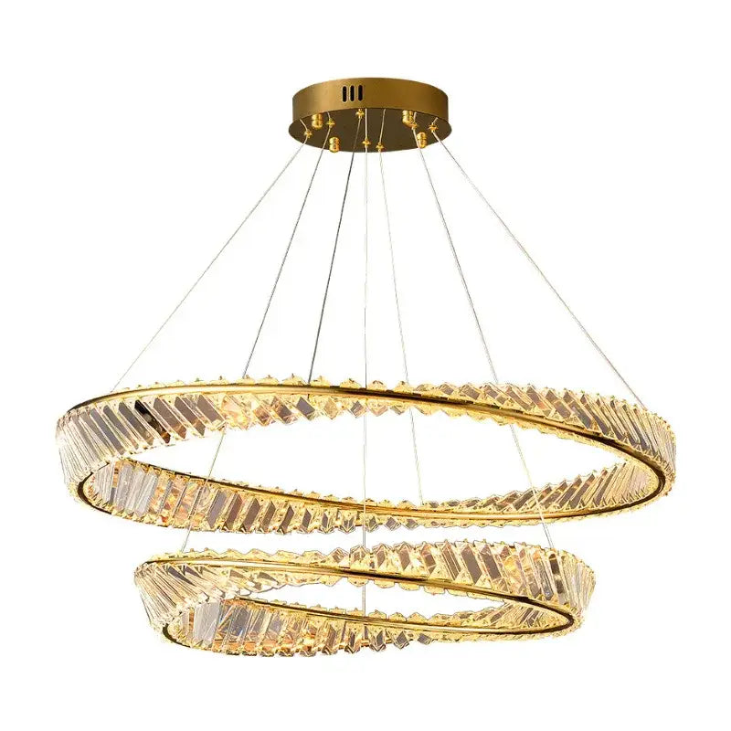 Gold Crystal Double Ring Pendant