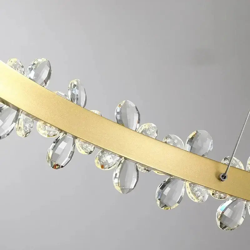 Gold Crystal Pendant Chandelier Remote-Controlled