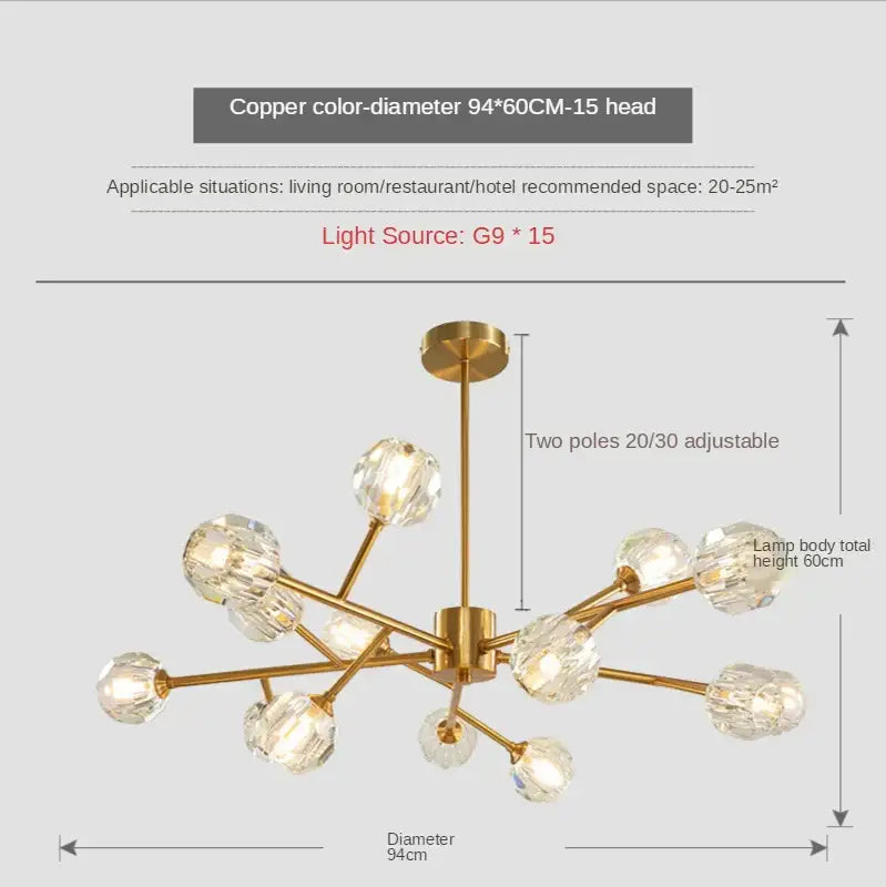 Gold Crystal Sphere Chandelier