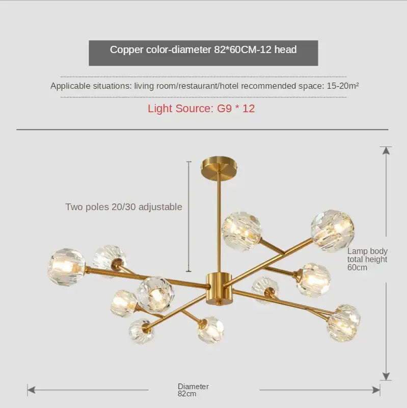 Gold Crystal Sphere Chandelier