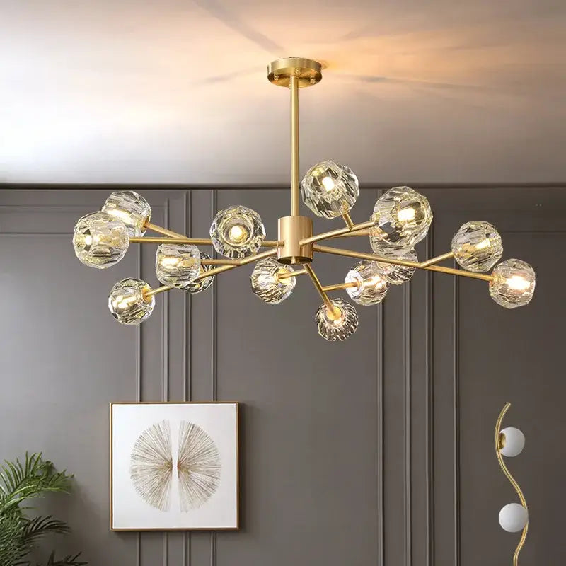 Gold Crystal Sphere Chandelier