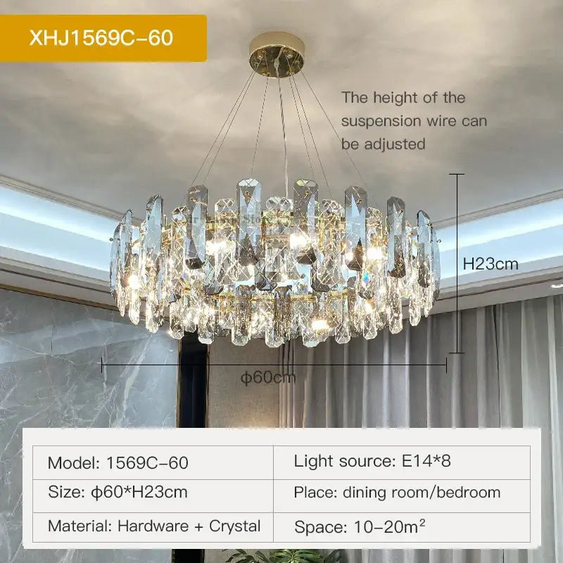 Gold Crystal 80cm Dining Chandelier