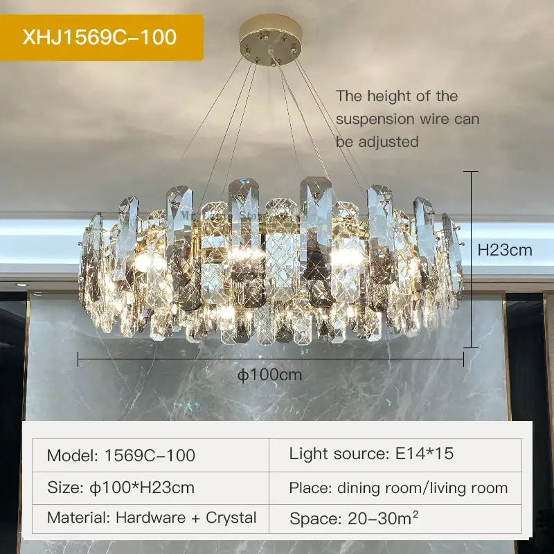 Gold Crystal 80cm Dining Chandelier