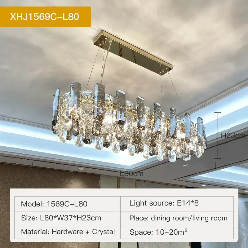 Gold Crystal 80cm Dining Chandelier