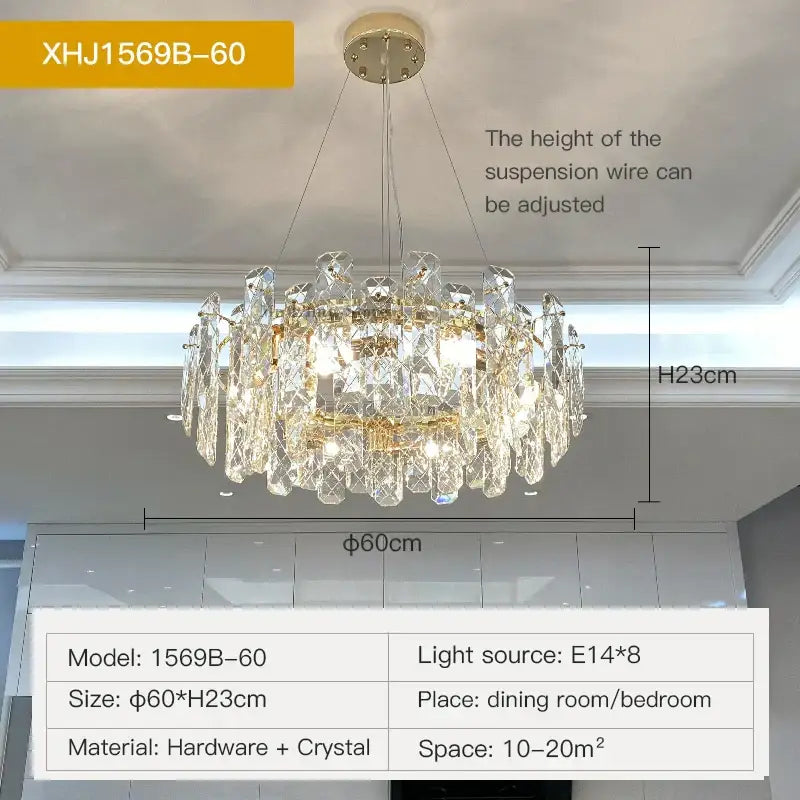 Gold Crystal 80cm Dining Chandelier