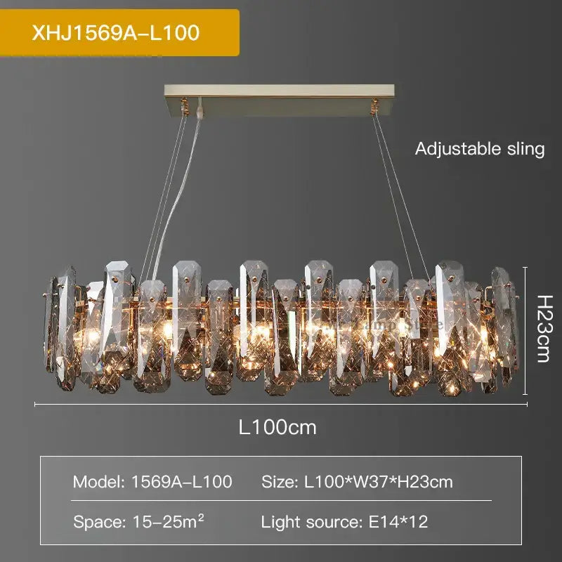 Gold Crystal 80cm Dining Chandelier