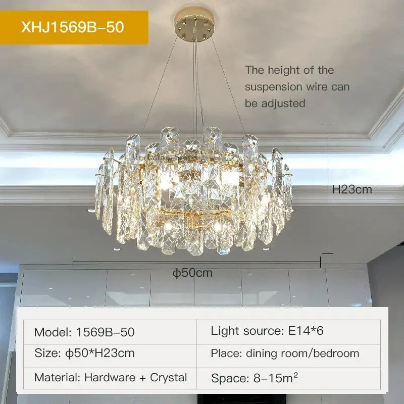Gold Crystal 80cm Dining Chandelier
