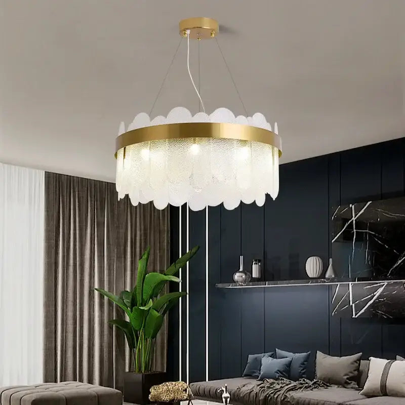 Gold Crystal Frosted Chandelier