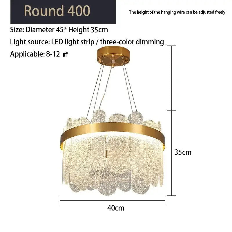 Gold Crystal Frosted Chandelier