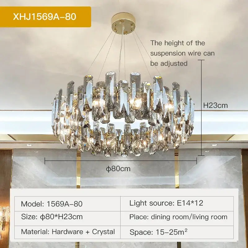 Gold Crystal 100cm Living Chandelier