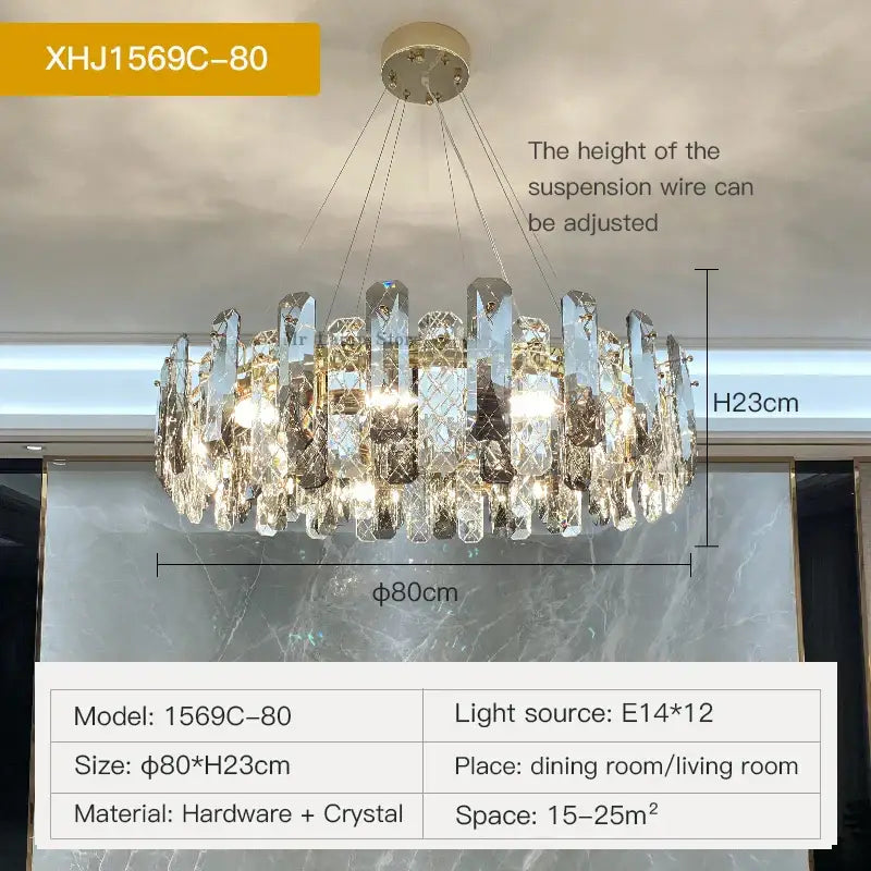 Gold Crystal 100cm Living Chandelier