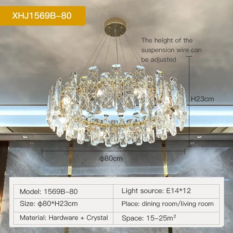 Gold Crystal 100cm Living Chandelier